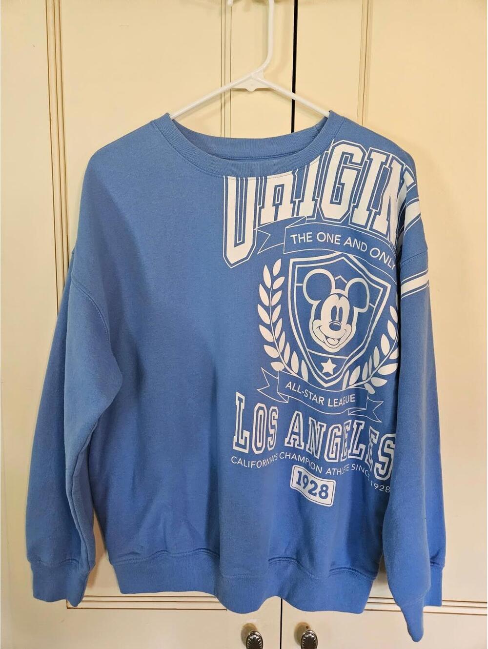 Disney Mickey Mouse Ladies Light Blue "Los Angeles" Crewneck Sweatshirt - NWOT